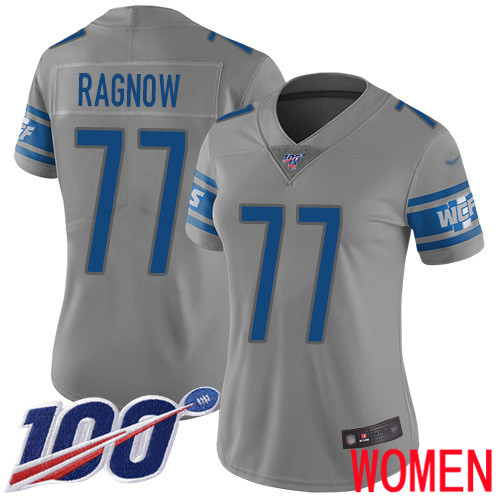 Detroit Lions Limited Gray Women Frank Ragnow Jersey NFL Football #77 100th Season Inverted Legend